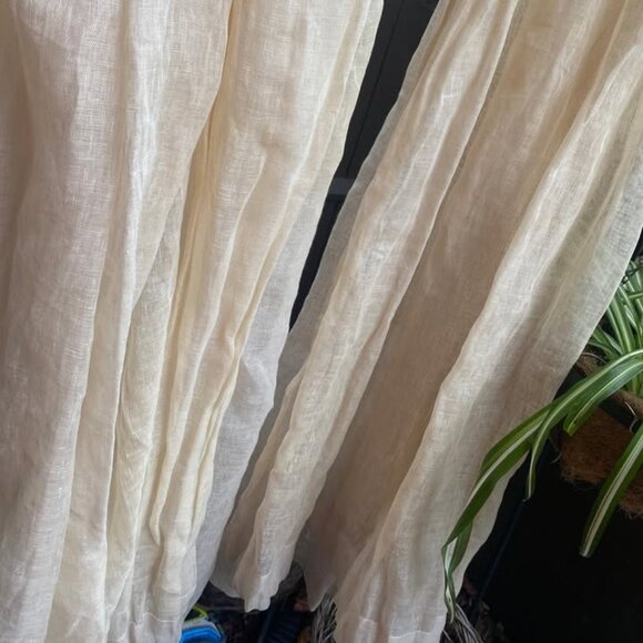 2 Crate & Barrel 52W x 84L Cream 100% LINEN SHEER Curtains - Picture 6 of 7